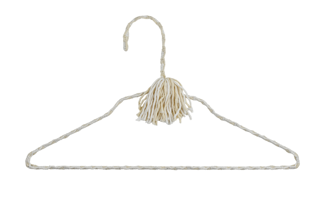 Bridal Veil soft ivory hand-knotted cotton hanger on a white background