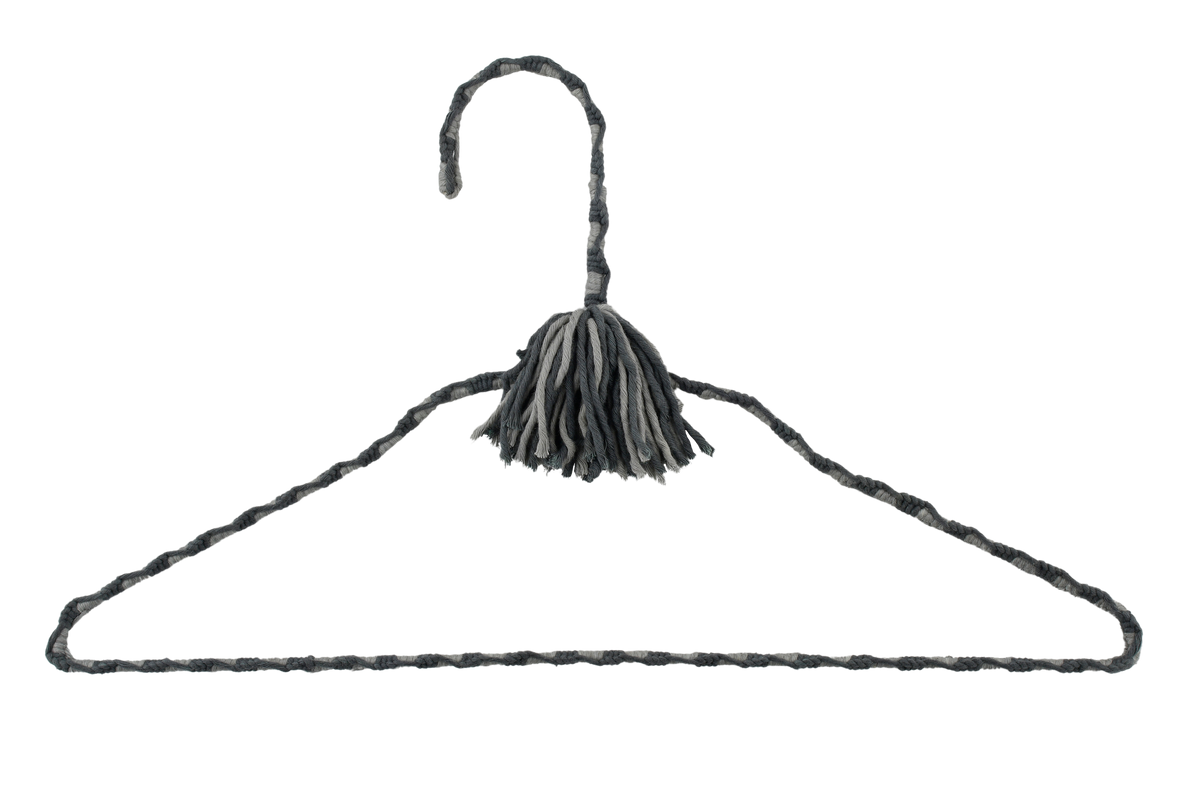 Tailored Slate charcoal-and-gray hand-knotted cotton hanger on a white background